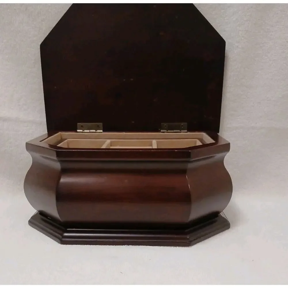 Rare The Bombay Company Octaganal Wood Jewelry Box Removeable Tray Nostalgia VNT